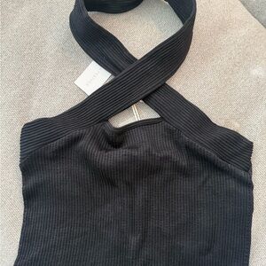 Black Ribbed Crop Top